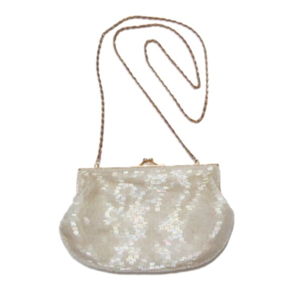 Laura Gayle Beaded Bag Formal Evening Ivory - Picture 1 of 6